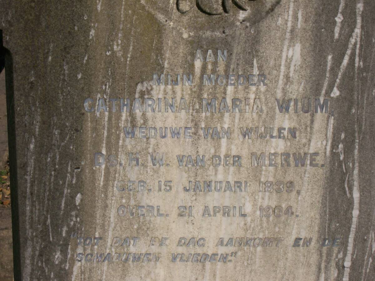 MERWE Catharina Maria nee WIUM 1839-1904