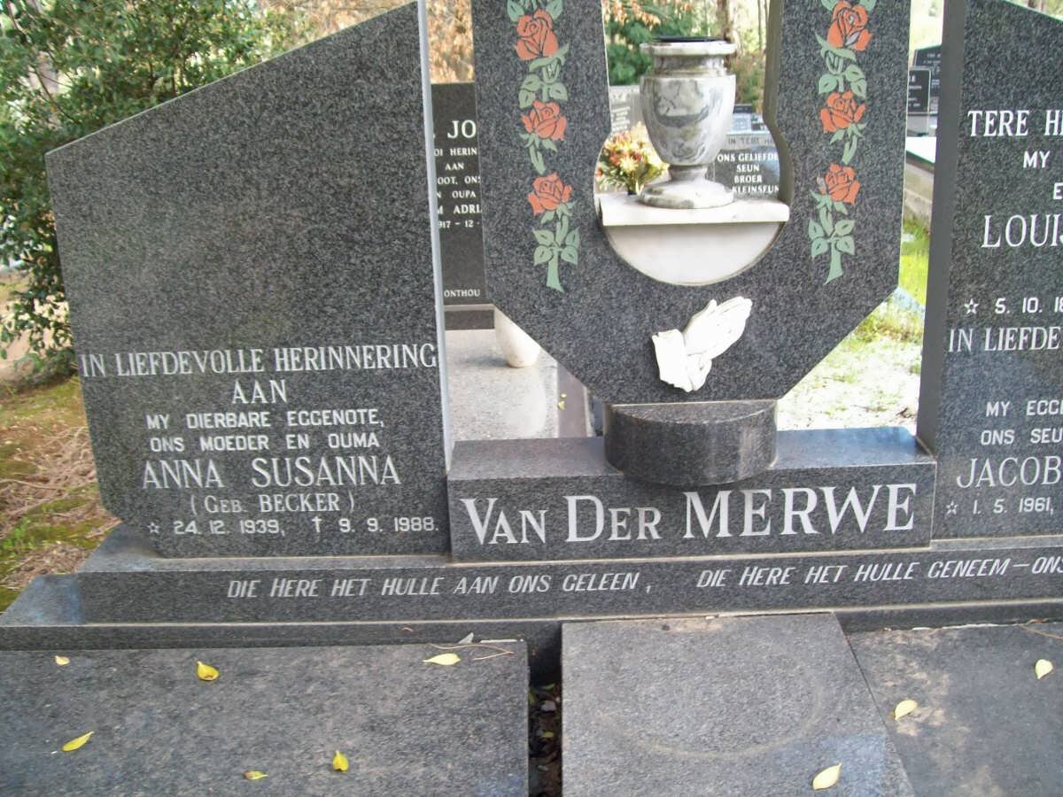 MERWE Anna Susanna, van der nee BECKER 1939-1988