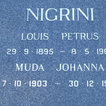 NIGRINI Louis Petrus 1895-1967 &amp; Muda Johanna 1903-1974