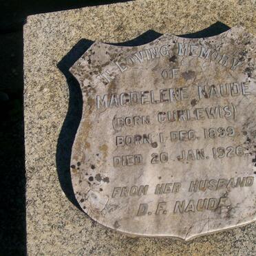NAUDE Magdelene nee CURLEWIS 1899-1926
