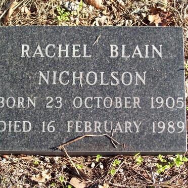 NICHOLSON Rachel Blain 1905-1989