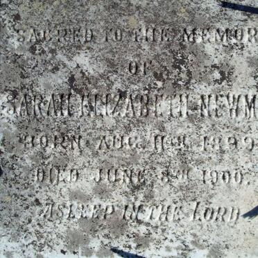 NEWMAN Sarah Elizabeth 1899-1900