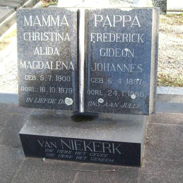NIEKERK Frederick Gideon Johannes, van 1897-1980 &amp; Christina Alida Magdalena 1900-1979