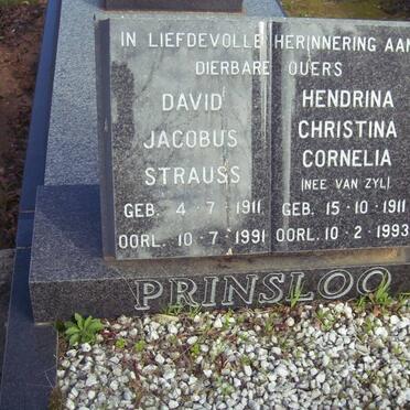 PRINSLOO David Jacobus Strauss 1911-1991 &amp; Hendrina Christina Cornelia VAN ZYL 1911-1993