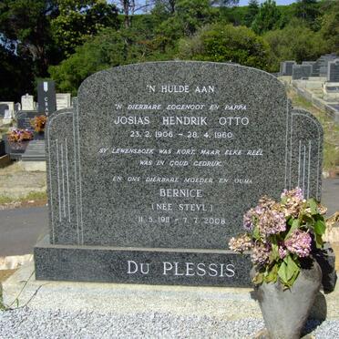 PLESSIS Josias Hendrik Otto, du 1906-1960 &amp; Bernice STEYL 1911-2008