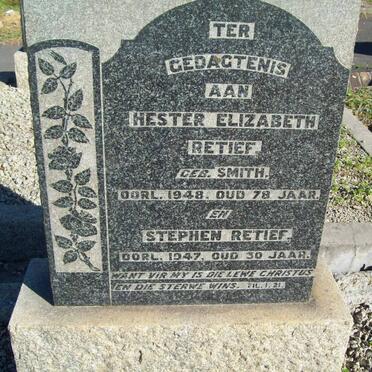 RETIEF Stephen -1947 &amp; Hester Elizabeth SMITH -1948