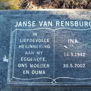 RENSBURG Ina, Janse van 1942-2002