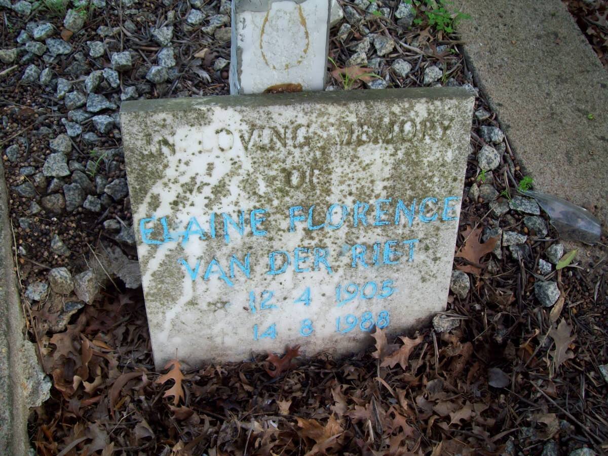 RIET Elaine Florence, van der 1905-1988