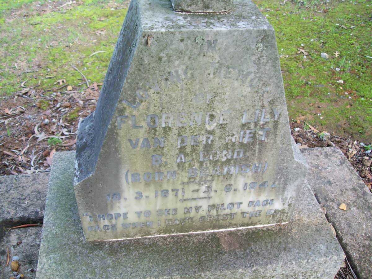 RIET Florence Lily, van der nee BEAMISCH 1871-1944