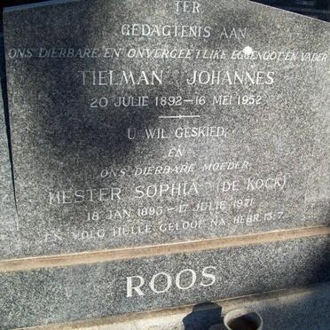 ROOS Tielman Johannes 1892-1952 &amp; Hester Sophia DE KOCK 1893-1971