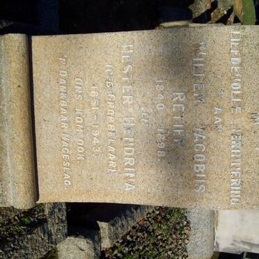 RETIEF Willem Jacobus 1840-1898 &amp; Hester Hendrina GROBBELAAR 1851-1943