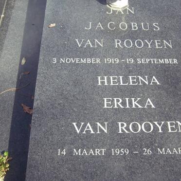 ROOYEN Jan Jacobus, van 1919-1993 &amp; Helena Erika 1959-2001