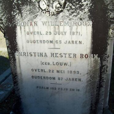 ROUX Johan Willem -1871 &amp; Christina Hester LOUW -1893