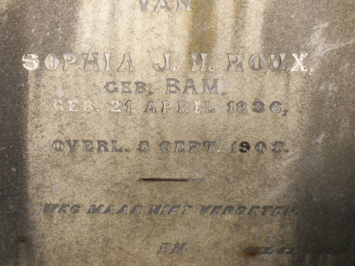 ROUX Sophia J.H. nee BAM 1836-1905