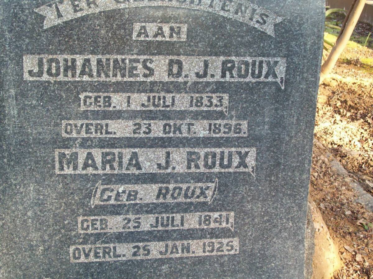 ROUX Johannes D.J. 1833-1896 &amp; Maria J. ROUX 1841-1925