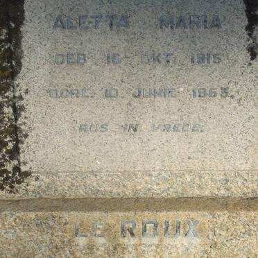 ROUX Aletta Maria, le 1915-1953