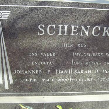 SCHENCK Johannes F. 1912-2000 &amp; Sarah J. 1913-1983