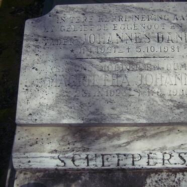 SCHEEPERS Johannes Daniel 1921-1981 &amp; Magrietha Johanna 1923-1986