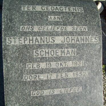 SCHOEMAN Stephanus Johannes 1931-1952