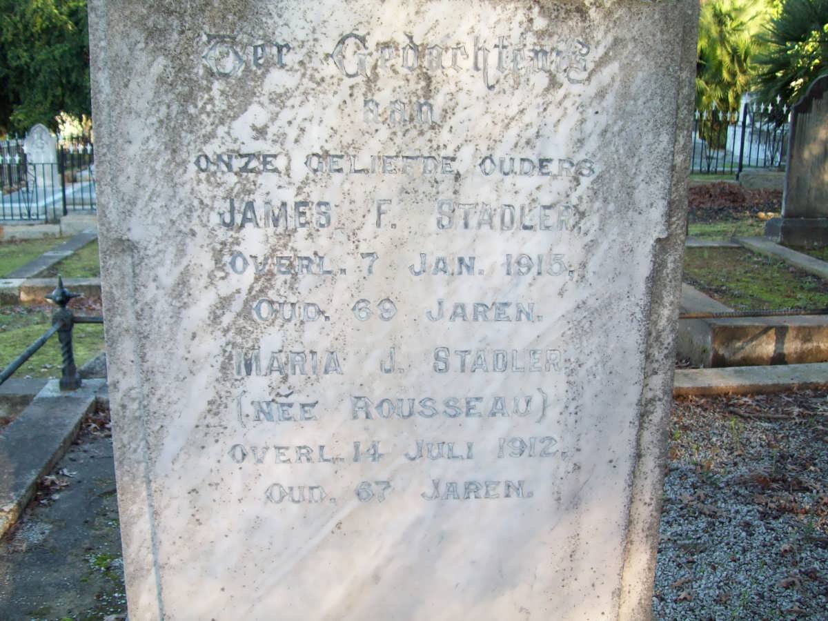 STADLER James F. -1915 &amp; Maria J. ROUSSEAU -1912