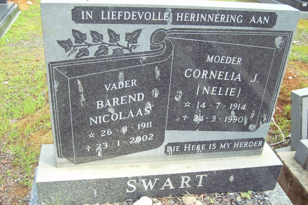SWART Barend Nicolaas 1911-2002 &amp; Cornelia J. 1914-1990
