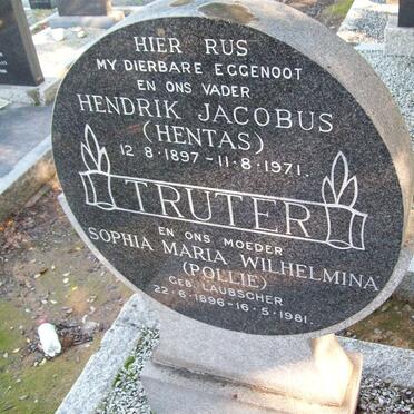 TRUTER Hendrik Jacobus 1897-1971 &amp; Sophia Maria Wilhelmina LAUBSCHER 1896-1981