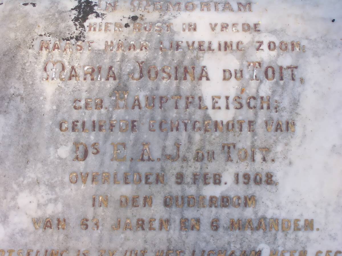 TOIT Maria Josina, du nee HAUPTFLEISCH -1908