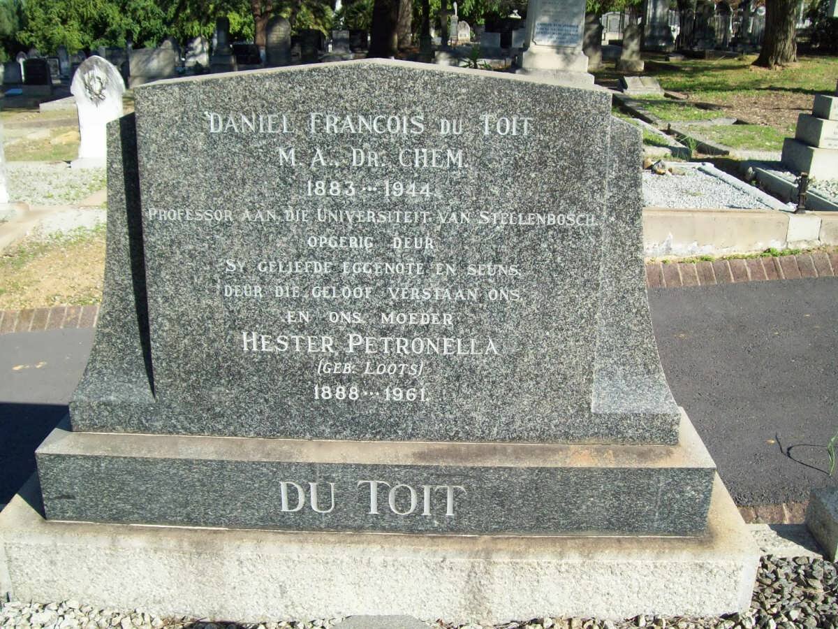 TOIT Daniel Francois, du 1883-1944 &amp; Hester Petronella LOOTS 1888-1961