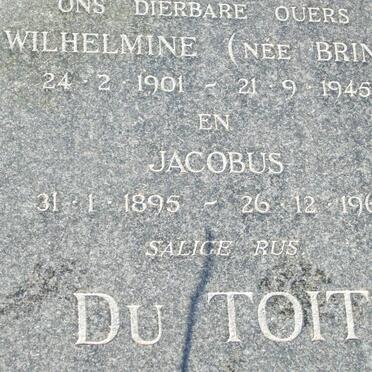 TOIT Jacobus, du 1895-1962 &amp; Wilhelmine BRINK 1901-1945