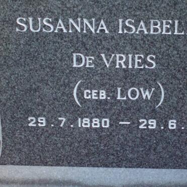VRIES Susanna Isabella, de nee LOW 1880-1968