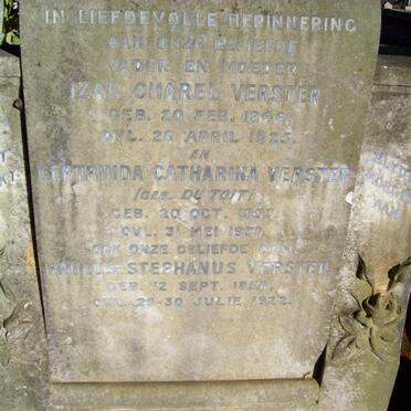 VERSTER Izak Charel 1846-1925 &amp; Gertruida Catharina DU TOIT 1853-1938, VERSTER Paulus Stephanus 1858-1922_1