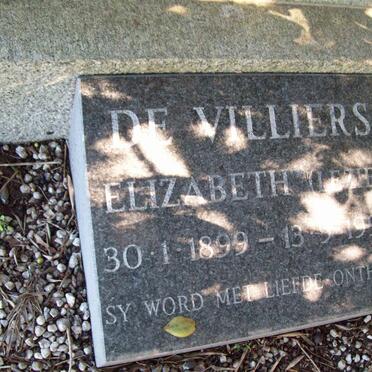 VILLIERS Elizabeth, de 1899-1993
