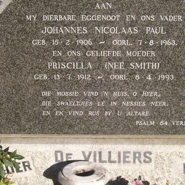 VILLIERS Johannes Nicolaas Paul, de 1906-1963 &amp; Priscilla SMITH 1912-1993