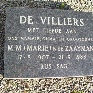 VILLIERS M.M., de nee ZAAYMAN 1907-1988