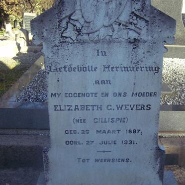 WEYERS Elizabeth G. nee GILLISPIE 1887-1931