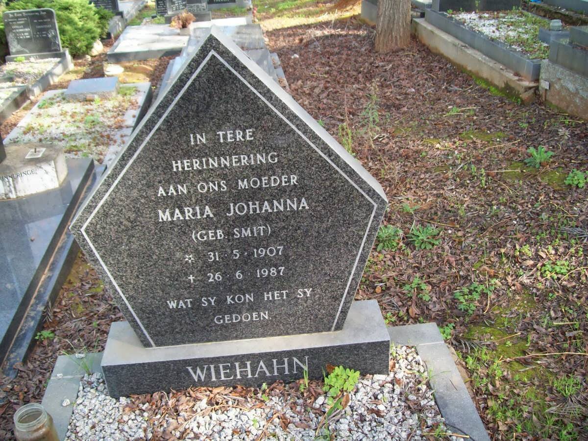 WIEHAHN Maria Johanna nee SMIT 1907-1987