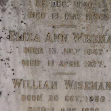 WISEMAN William 1840-1936 :: WISEMAN Eliza Ann 1847-1927 :: WISEMAN William 1898-1925_3