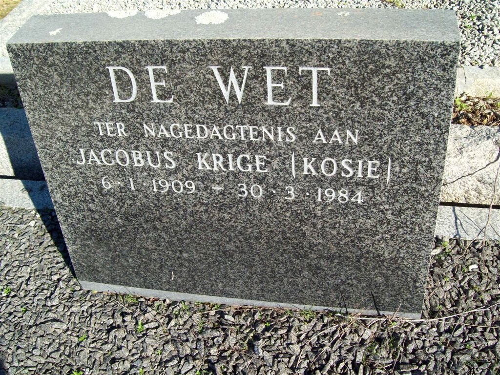 WET Jacobus Krige, de 1909-1984