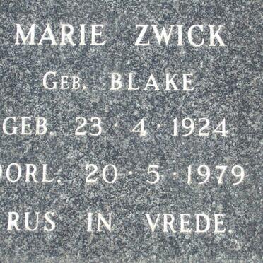 ZWICK Marie nee BLAKE 1924-1979