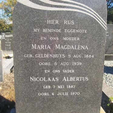 ? Nicolaas Albertus 1887-1970 &amp; Maria Magdalena GELDENHUYS 1884-1939