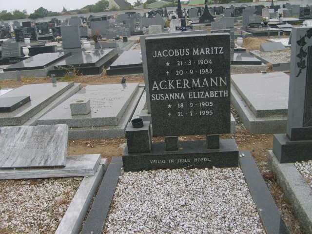 ACKERMANN Jacobus Maritz 1904-1983 &amp; Susanna Elizabeth 1905-1995