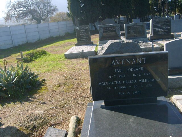 AVENANT Paul Lodewyk 1893-1977 &amp; Magrietha Helena Wilhelmina 1906-1978