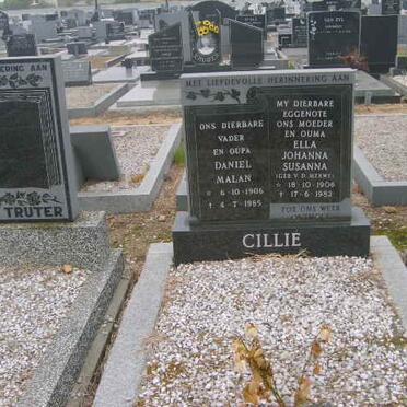 CILLIE Daniel Malan 1906-1985 &amp; Ella Johanna Susanna V.D. MERWE 1906-1982