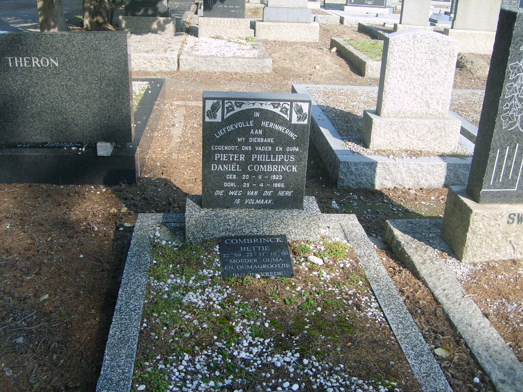 COMBRINK Pieter Phillipus Daniël 1923-1966 &amp; Hettie 1922-2000