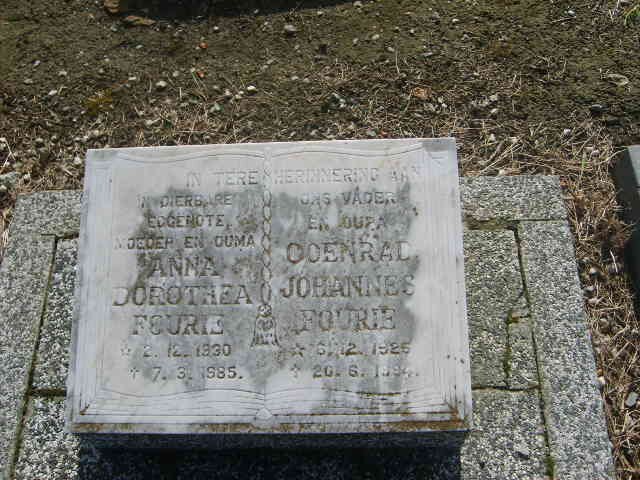 FOURIE Coenrad Johannes 1925-1984 &amp; Anna Dorothea 1930-1985