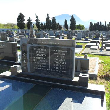 FOURIE Jacobus Johannes 1909-1997 &amp; Elizabeth Catharina CLAASSENS 1919-2006