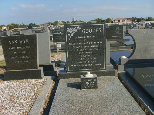 GOODES Sidney 1911-2001 &amp; Elaine ALLEN 1917-1974 :: GOODES George H. 1946-1983