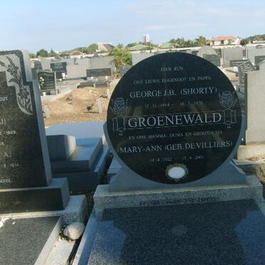 GROENEWALD George J.B. 1914-1970 &amp; Mary-Ann DE VILLIERS 1922-2001