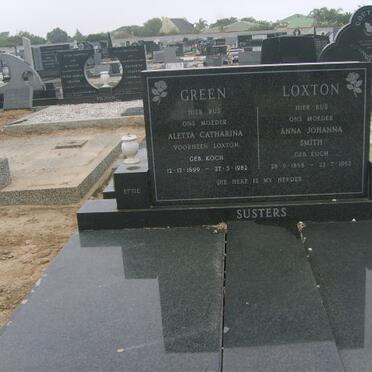 GREEN Aletta Catharina formerly LOXTON nee KOCH 1899-1981 :: LOXTON Anna Johanna Smith nee KOCH 1898-1982
