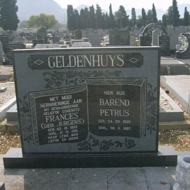 GELDENHUYS Barend Petrus 1920-1997 &amp; Frances JURGENS 1922-1991